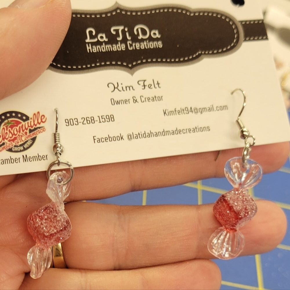 Hard Candy Square Red Dangle Earrings